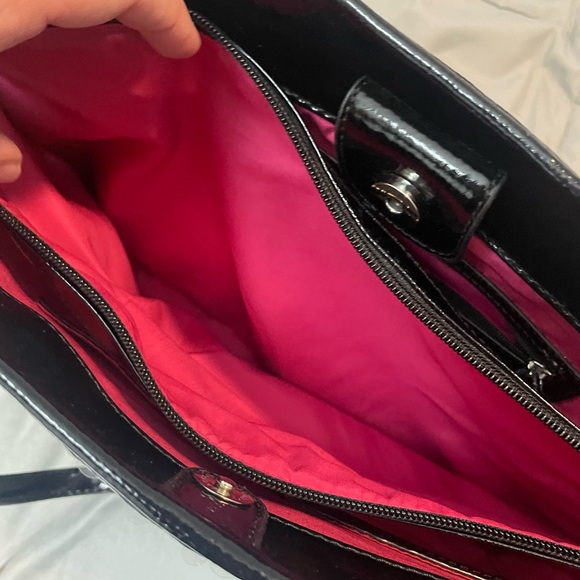 Nine West Leopard Sequin Tote Bag with Patent Trim Pink Interior - Picture 6 of 10